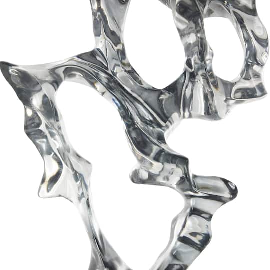 18" Clear Glass Handmade Freeform Sculpture with Clear Square Base
